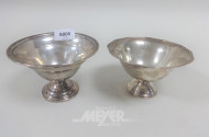 2 Schalen mit Standfuß, Silber,