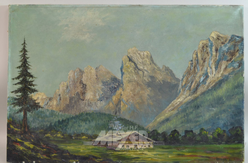 Gemälde ''Almhütte'', r.u.bez. Meyer 41,