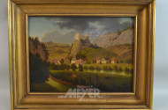 Gemälde ''Dorfansicht mit Burgruine''
