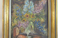 Gemälde ''Blumenstillleben mit Buch''