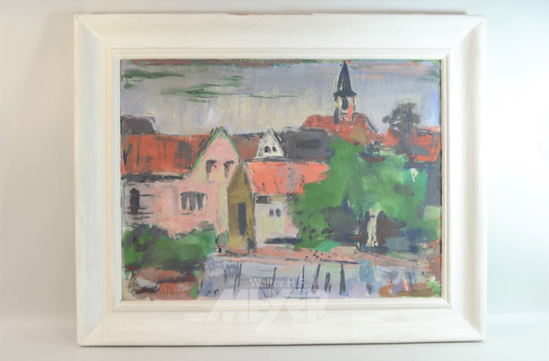 Gemälde ''Dorfansicht mit Kirche''