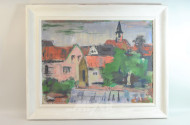 Gemälde ''Dorfansicht mit Kirche''