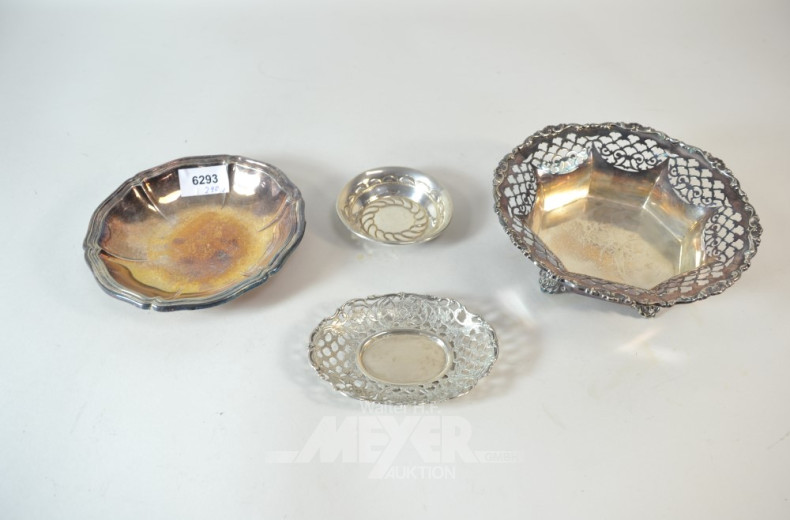 kl. Posten Silber-Schälchen und Teller