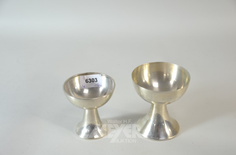 2 versch. Pokalbecher, Silber, Schweden