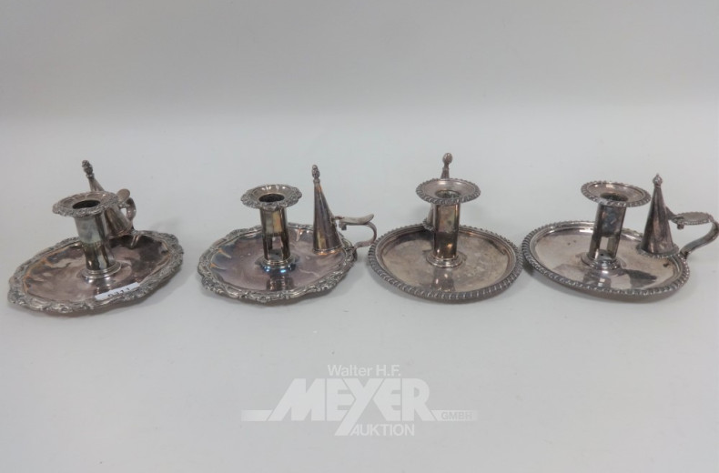 2 Paar Kerzenleuchter, versilbert