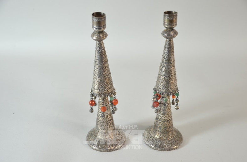 Paar oriental. Leuchter, 925er Silber,