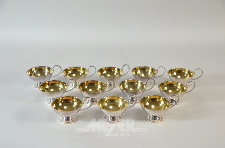 12 kl. Probierschälchen, Silber,