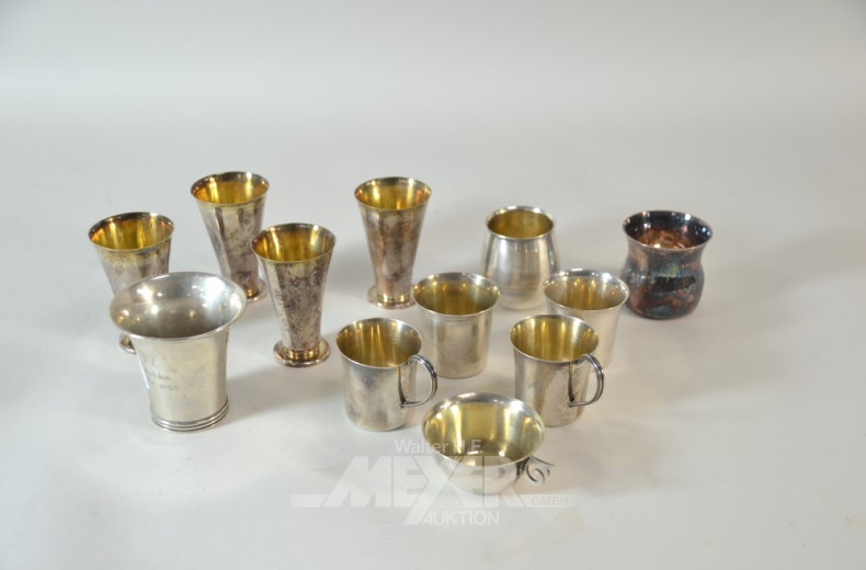 Posten versch. Silberbecher und Väschen