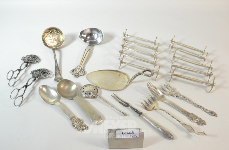 Posten versch. Silberbesteckteile: