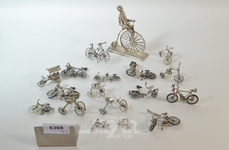 Sammlung Miniatur-Fahrräder, Silber