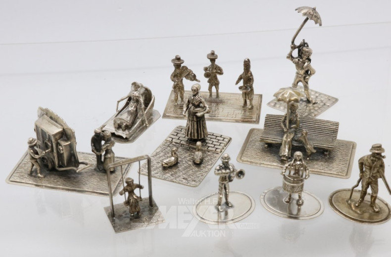 gr. Sammlung Miniatur-Figuren, Silber