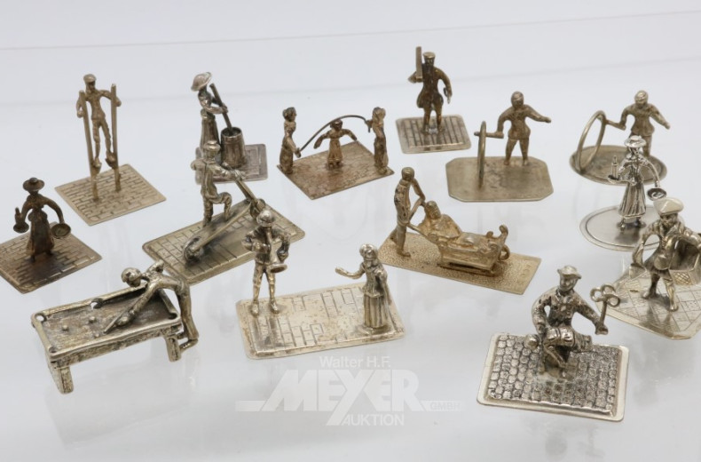 gr. Sammlung Miniatur-Figuren, Silber