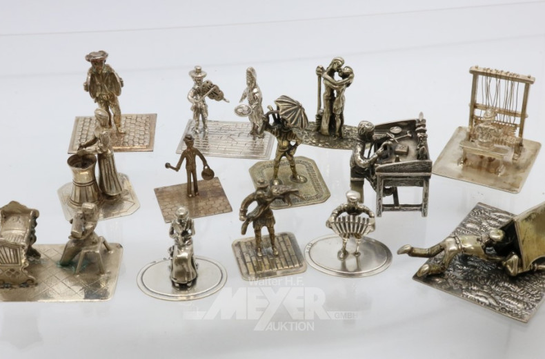 gr. Sammlung Miniatur-Figuren, Silber