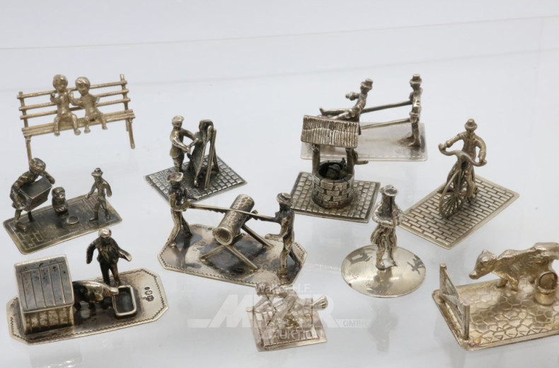gr. Sammlung Miniatur-Figuren, Silber