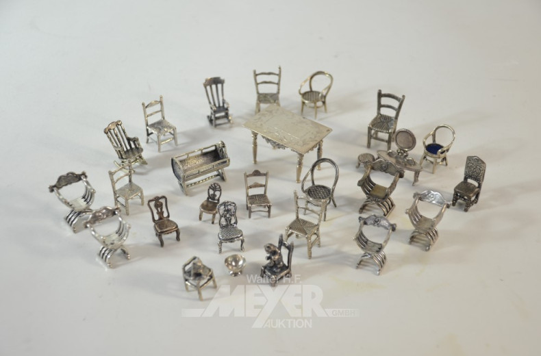 Sammlung Miniatur-Möbel, Silber: