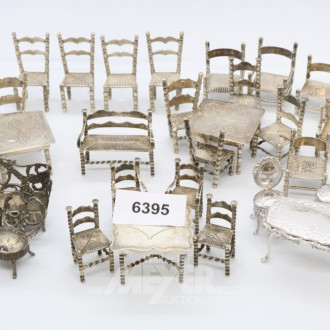 Sammlung Miniatur-Möbel, Silber,
