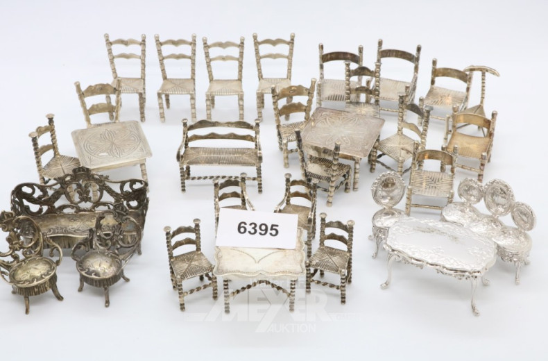 Sammlung Miniatur-Möbel, Silber,