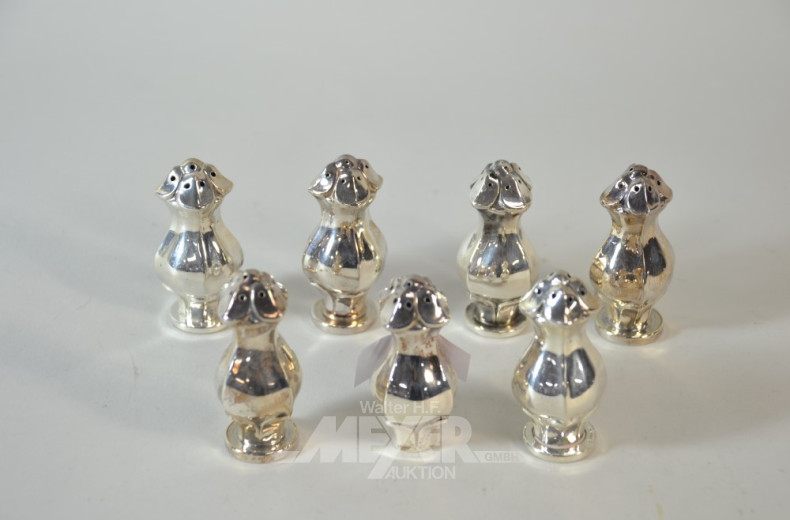 7 kl. Gewürzstreuer, Silber, teils