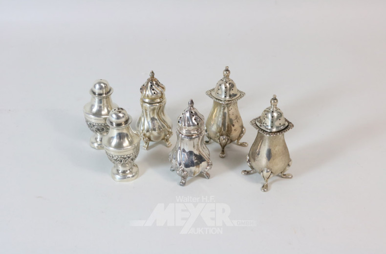3 Paar Gewürzstreuer, Silber