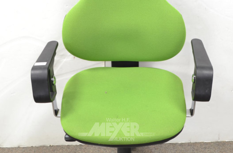 Armlehn-Bürodrehstuhl, Stoff grün