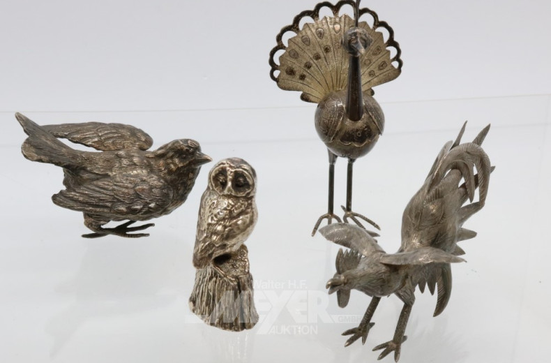 8 versch. Tierfiguren, Silber und