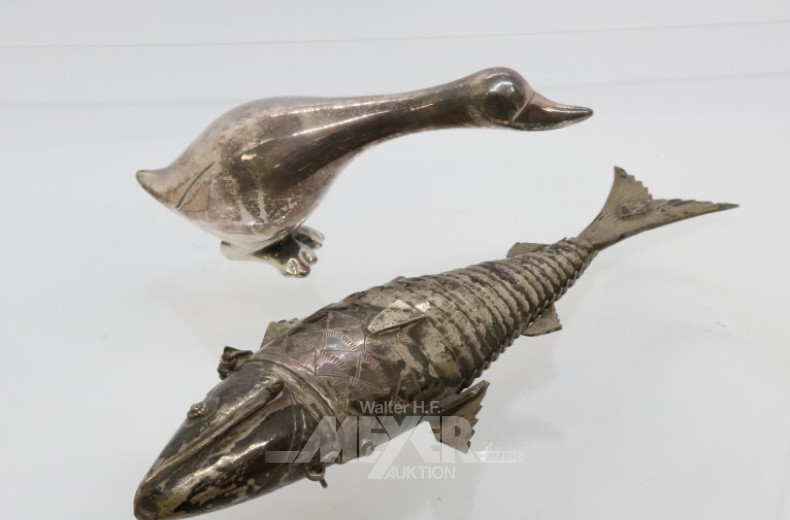 8 versch. Tierfiguren, Silber und