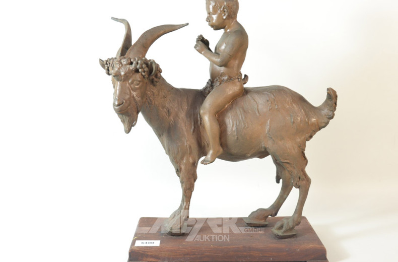 Metallfigur ''Pan auf Ziegenbock''