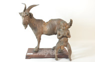Metallfigur ''Pan auf Ziegenbock''