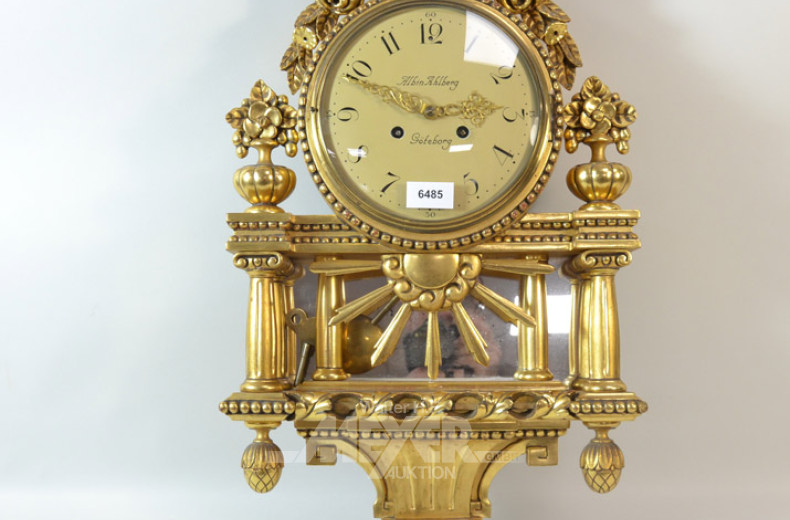 Wanduhr, vergoldet ''Albin Alberg