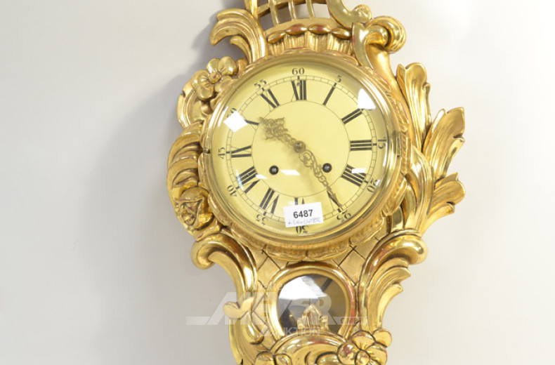 Wanduhr, vergoldet, Reproduktion