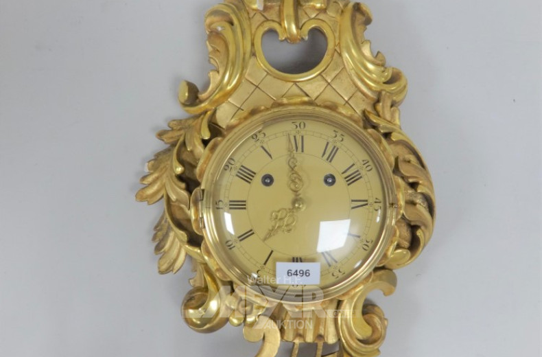 Wanduhr, goldfarben, Reproduktion,