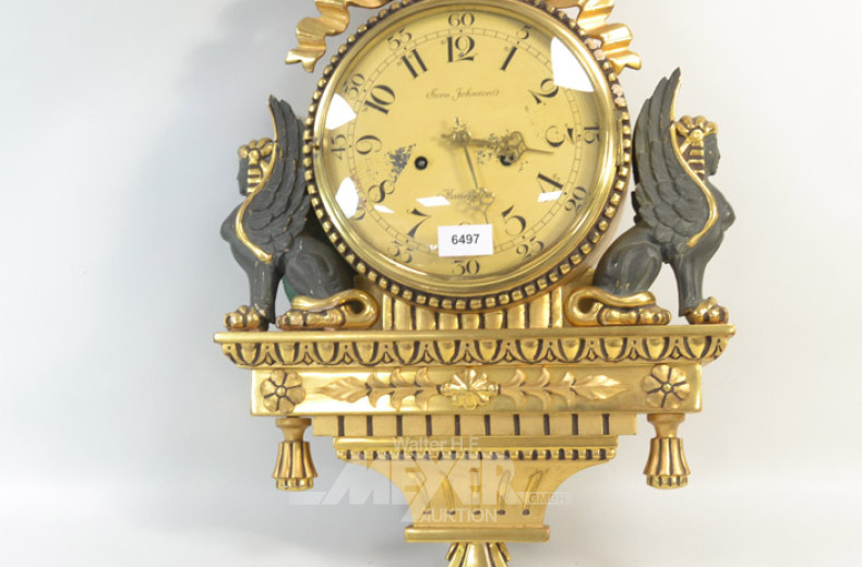 Wanduhr, goldfarben, Reproduktion,