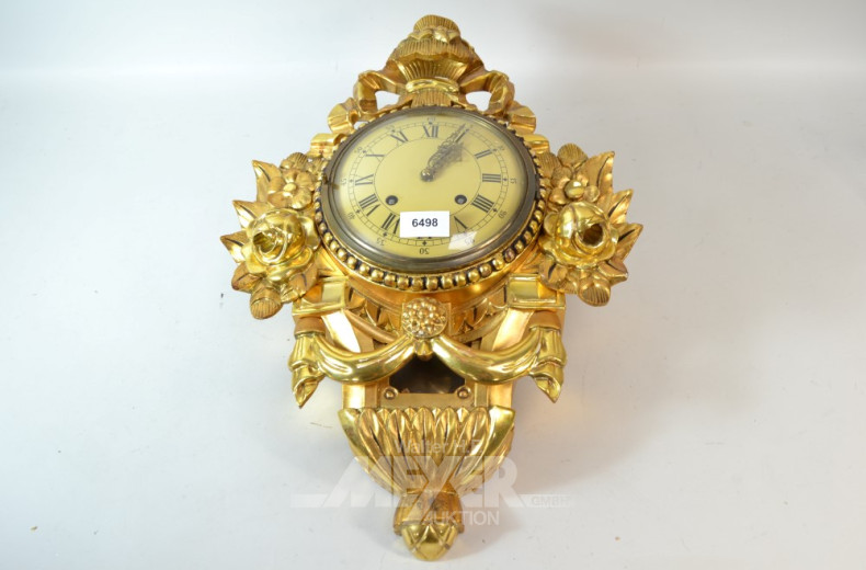 Wanduhr, goldfarben, Reproduktion,