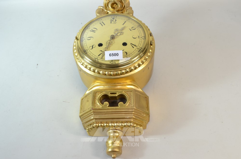 Wanduhr, goldfarben, Reproduktion,