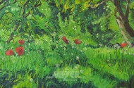 Gemälde ''Rosen vor Wald''