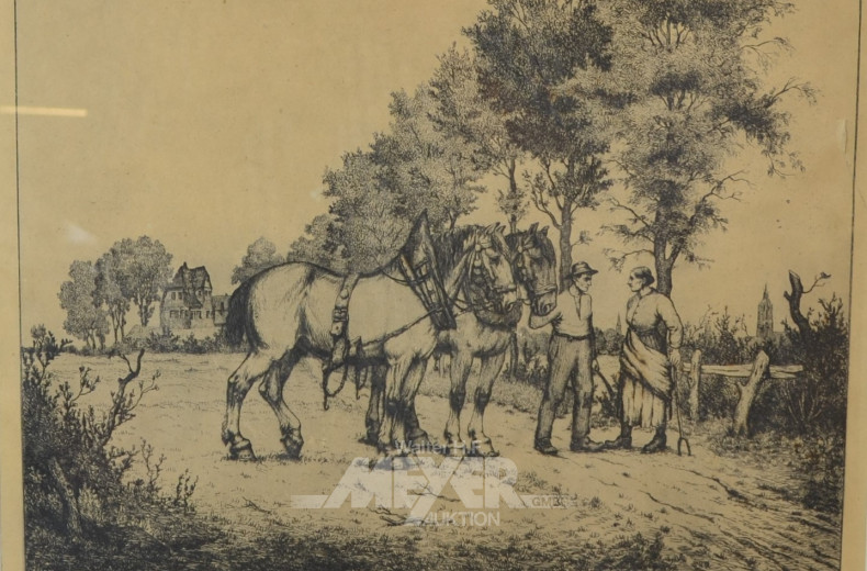 Bild ''Pferde mit Bauern''
