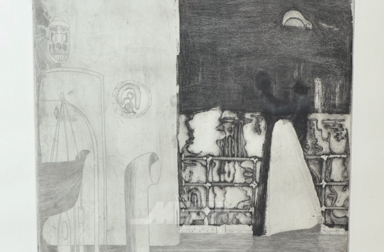 Radierung ''Shanty Toms gone to Hilo''