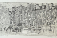 Radierung ''Von der Rue de Mouffetard''