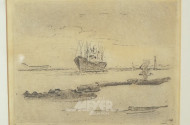 Radierung ''Schiff''