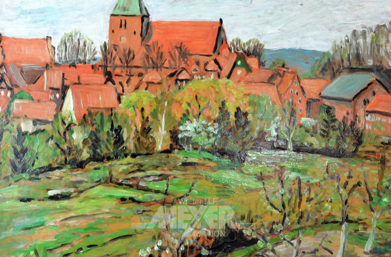 Gemälde ''Dorfansicht mit Kirche''