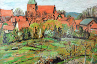 Gemälde ''Dorfansicht mit Kirche''