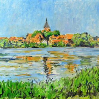 Gemälde ''Dorfansicht mit See''