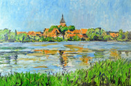 Gemälde ''Dorfansicht mit See''