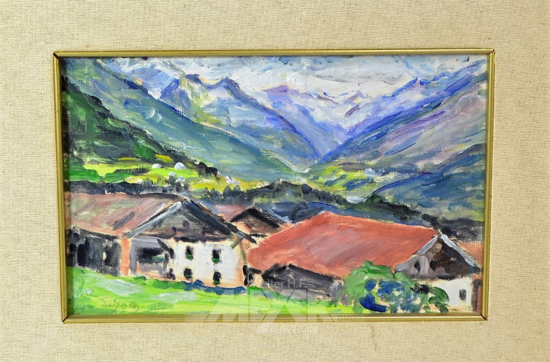 Gemälde ''Dorf vor Gebirge''