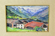 Gemälde ''Dorf vor Gebirge''
