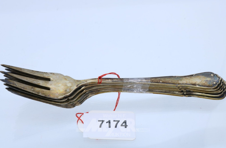 6 Kuchengabeln, 800er Silber
