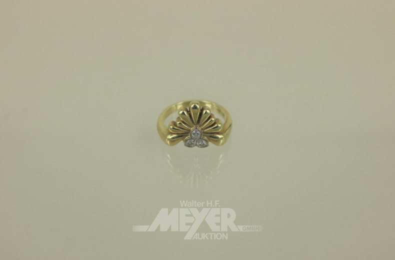 Damenring, 585er GG, mit Diamantrosen