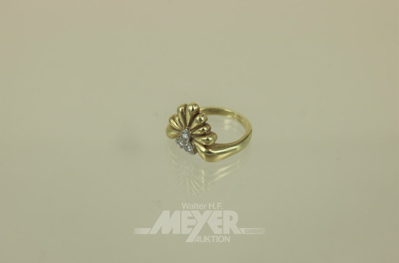 Damenring, 585er GG, mit Diamantrosen