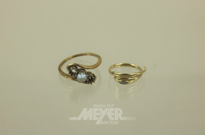 2 Ringe, 585er GG, mit Leerfassungen