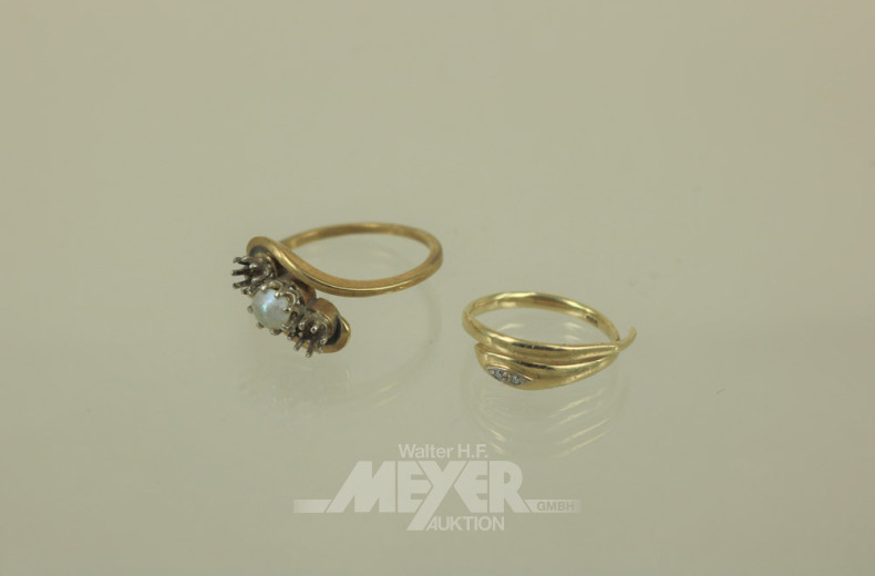 2 Ringe, 585er GG, mit Leerfassungen